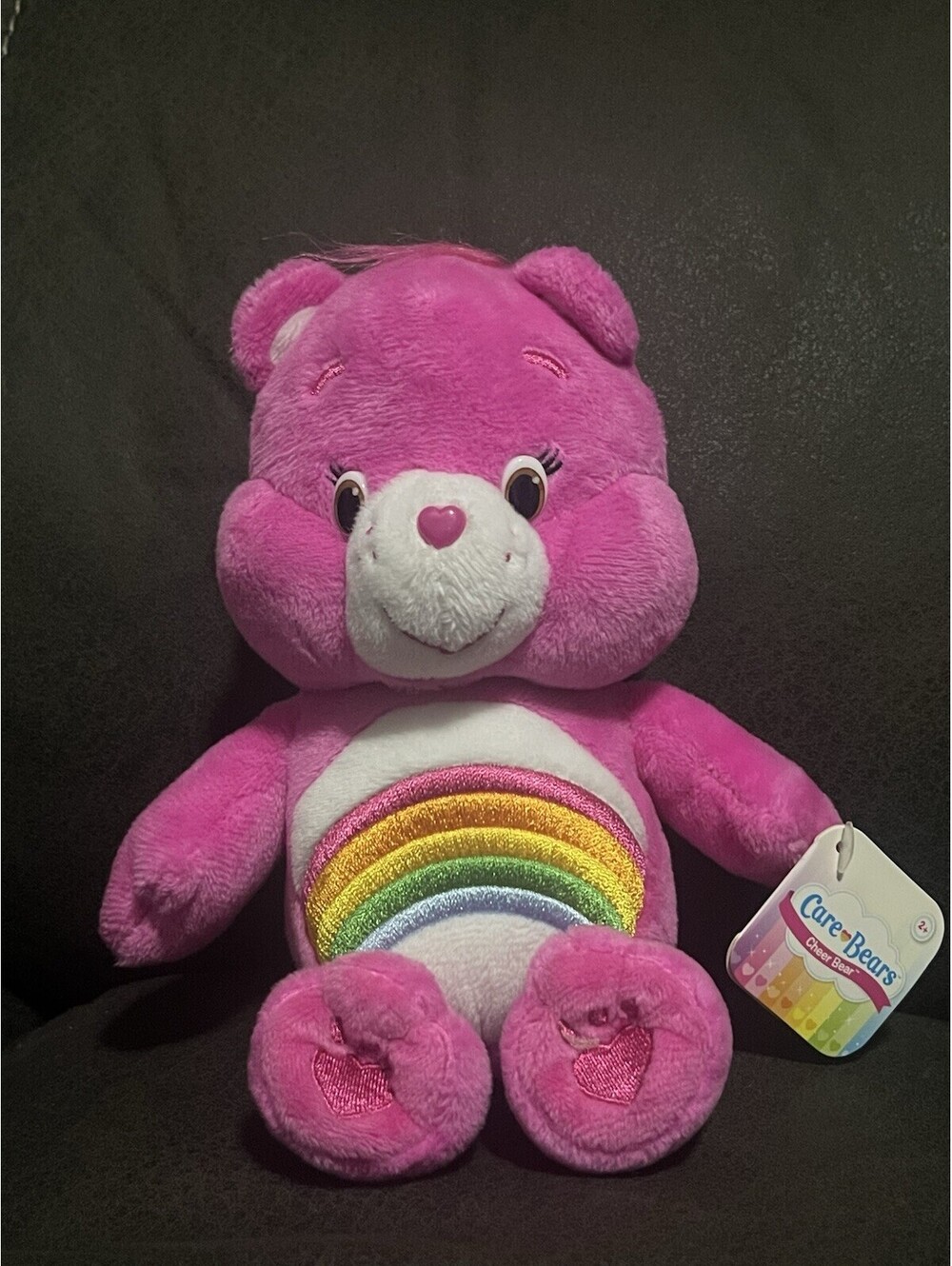 Care Bears Cheer Bear 8" Plush Pink Rainbow Belly 2015 NWT